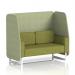 This photo captures a sleek and modern seating option - the Dynamic Booths 2 Seater Open Booth with White Legs. The Brixworth design features burnish panels and an olive sofa in rivet fabric, creating a versatile and stylish addition to any space.