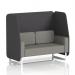 This picture features a dynamic booth that is made to order, with a Brixworth 2 seater design and white legs. The open booth has X2 fabric and is finished with Arithmetic panels. A Number Sofa is also included, with the reference code SF002168.