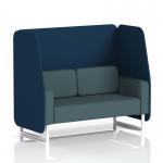 This image showcases a dynamic booth that is made to order. The Brixworth 2 seater open booth has white legs and features X2 fabric with calculus panels and a polygon sofa. The booth exudes modern and sleek design with its clean lines and geometric patterns. It is the perfect addition to any contemporary space.
