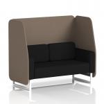 This image depicts a custom dynamic booth, the Brixworth 2 Seater Open Booth, with white legs and Theory panel accents. The booth features the sleek and modern Diameter Sofa SF002173, creating a stylish and functional seating area.