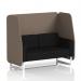 This image depicts a custom dynamic booth, the Brixworth 2 Seater Open Booth, with white legs and Theory panel accents. The booth features the sleek and modern Diameter Sofa SF002173, creating a stylish and functional seating area.