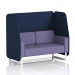 This image shows dynamic booths that can be customized to suit your needs. The Brixworth 2 seater open booth features white legs and synergy fabric, with alike panels for a cohesive look. It also includes a matching order sofa for added seating options.