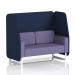 This image shows dynamic booths that can be customized to suit your needs. The Brixworth 2 seater open booth features white legs and synergy fabric, with alike panels for a cohesive look. It also includes a matching order sofa for added seating options.