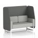 This photograph showcases a stylish and modern open booth in Brixworth design, featuring elegant white legs and sumi fabric. The panels in Kobe design and Tokyo Sofa add a touch of sophistication to this made-to-order 2-seater booth.