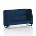 The photograph features a stylish and modern Dynamic Booth, custom made in Brixworth with sleek black legs. The booth is upholstered in X2 Fabric, accented with Calculus Panels and a Sofa SF002199, creating a chic and comfortable seating option.