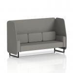 This image features a stylish and versatile Dynamic Booths 3-seater open booth with black legs and X2 fabric. The booth includes number panels and a sofa, adding a touch of elegance to any space.