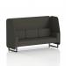 This photo shows a sleek and stylish 3-seater open booth with black legs, made to order in Brixworth design. The booth features Temple panels and is upholstered in Main Line Flax fabric, completing its dynamic look.