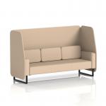 A photo of the Dynamic Booths Open Booth with Black Legs in Synergy Fabric shows a sleek and modern 3 seater booth. The sleek black legs and affix panels add to the sleek design, making it a perfect addition to any space.