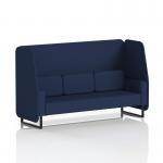 This photo features a dynamic booth from Brixworth, designed with a modern and sleek Synergy fabric. It has a spacious 3 seater open design, supported by black legs, and identical panels and sofa for a cohesive look.