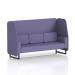 This image shows a dynamic booth that can be made to order in Brixworth style. It features black legs and an open back with a 3-seater sofa in synergy fabric. Optional panels can be added for a customized look.