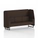 A photo of Dynamic Booths Brixworth 3-seater open booth with black legs in synergy fabric displays a sleek and modern design. The wed panels and sofa add a touch of sophistication, making it a versatile addition to any space.