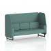 This picture features a sleek and modern Dynamic Booths 3 seater open booth in Sumi fabric with black legs. The sofa also has Handa panels for added visual interest. Perfect for adding a touch of style and functionality to any space.