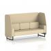 In the image, we see a modern and stylish open booth with black legs, showcasing the versatility and dynamic design of this custom-made Brixworth 3 seater. The sumi fabric adds a touch of sophistication, complemented by zen panels and a matching sofa. Perfect for any contemporary space.
