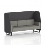 The picture features a custom-made Brixworth 3 seater open booth with black legs and X2 fabric. It has arithmetic panels and a number sofa, creating a dynamic and modern look. The sleek design is perfect for any contemporary space.