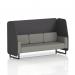 The picture features a custom-made Brixworth 3 seater open booth with black legs and X2 fabric. It has arithmetic panels and a number sofa, creating a dynamic and modern look. The sleek design is perfect for any contemporary space.