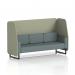 This picture shows a custom-made Brixworth 3 seater open booth with black legs, upholstered in Main Line Flax fabric. It features Newbury panels and a Westminster Sofa, creating a dynamic and modern seating arrangement.