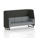 A sleek and modern open booth with black legs, designed for ultimate comfort and style. The synergy fabric adds a touch of sophistication, while the mix panels and partner sofa provide flexibility for any space.