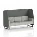This photograph captures a sleek and modern open booth, crafted with care and precision. The black legs and sumi fabric add a touch of sophistication, while the Kobe panels and Tokyo sofa create a versatile and dynamic seating arrangement.