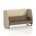 This photograph captures a modern and versatile seating option - the Dynamic Booths Brixworth 3 Seater Open Booth. It features sleek black legs, sumi fabric, and Zen panels, along with the Osaka Sofa SF002251. The design is both stylish and customizable to fit any space.
