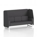 The photo showcases a modern and versatile Dynamic Booth, featuring a Brixworth 3 seater open booth with white legs and artillery panels. The booth is upholstered in X2 fabric, adding a touch of sophistication to any space. Perfect for lounges, waiting areas, or collaboration spaces.
