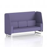The image displays a stylish and modern dynamic booth, custom-made in Brixworth 3 seater design with complementary white legs. The synergy fabric adds a touch of elegance and sophistication. Optional order panels can be added to complete the functional and sleek sofa design.