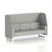 This dynamic booth is a one-of-a-kind piece, crafted for Brixworth Furniture. Featuring a 3-seater open design with sleek white legs, its upholstered in sumi fabric and adorned with Tokyo panel accents. The matching sofa adds to its modern appeal.
