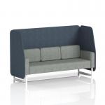 This picture features a custom-made Brixworth 3 seater open booth with white legs, upholstered in Rivet fabric. The booth includes Crucible panels and a Prime Sofa, creating a dynamic and modern seating option.