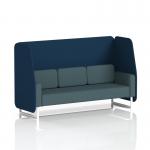 The dynamic booth features a sleek 3-seater design with white legs, adorned with X2 fabric. Its unique silhouette is brought to life by the calculus panels and a polygon sofa, giving it a modern and sophisticated look. The perfect addition to any space in need of stylish and functional seating.