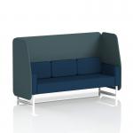 The picture showcases a sleek and modern Dynamic Booth - Made To Order Brixworth 3 Seater Open Booth. It features white legs, Polygon Panels, and a Calculus Sofa in X2 fabric. The booth exudes elegance and sophistication with its clean lines and minimalist design. It is perfect for open office spaces, waiting areas, or collaborative work environments. The customizable options make it suitable for any office setting. It is a harmonious blend of functionality and style.