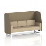 In the photo, a sleek Dynamic Booths sofa is featured, custom-made with white legs and upholstered in a chic Main Line Flax fabric. Its open design and three-seater size offers plenty of seating space, while bold Bank panels add a touch of modern style. The accompanying Upminster Sofa adds extra comfort and coziness to the booth.
