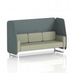 A photograph of Dynamic Booths - Made To Order Brixworth 3 Seater Open Booth With White Legs In Main Line Flax Fabric - Westminster Panels And Newbury Sofa showcases a versatile, modern design. The crisp white legs and clean lines create a sleek look, while the Main Line Flax Fabric adds texture and warmth. The Westminster Panels and Newbury Sofa add an extra touch of style and comfort to this custom-made booth.