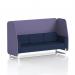 The photograph captures the modern design of the Dynamic Booths - Made To Order Brixworth 3 Seater Open Booth. The white legs provide a sleek contrast to the synergy fabric of the booth, making it an eye-catching addition to any space. The order panels and alike sofa add to the versatility of this piece.