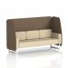 This picture shows a stylish and modern dynamic booth made to order. It features a Brixworth 3 seater open booth with white legs and Sumi fabric, accented by sleek Osaka panels and a Zen sofa. The overall look is professional and inviting, sure to elevate any space.