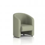 The photo shows a sleek and modern Dynamic Sofas Lamport Armchair with black feet, covered in a soft and elegant Main Line Flax fabric. The armchair exudes sophistication and comfort, making it a perfect addition to any living room.