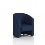 The photo displays a sleek and modern Dynamic Sofas Lamport Armchair with black feet, upholstered in a stylish Synergy fabric. Its clean lines and bold design create a striking statement piece for any living space.