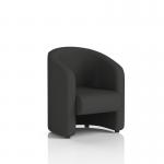 This picture features a stylish Dynamic Sofas Lamport Armchair with sleek black feet. The armchair is upholstered in synergy fabric, adding a dynamic touch. The overall design exudes modern sophistication and would be a perfect addition to any living space.