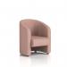 This image showcases a sleek Lamport armchair with black feet, upholstered in a modern Yoredale fabric. The dynamic design and bold color combination make it a stylish addition to any living space. The soft, comfortable seat invites you to relax and unwind.