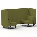 Brixworth 2 Seater Bench Booth With Black Legs In Rivet Fabric - Olive Panels And Sofa SF003307