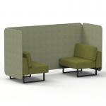 Brixworth 2 Seater Bench Booth With Black Legs In Rivet Fabric - Burnish Panels And Olive Sofa SF003334