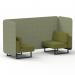Brixworth 2 Seater Bench Booth With Black Legs In Rivet Fabric - Burnish Panels And Olive Sofa SF003334