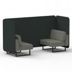 Brixworth 2 Seater Bench Booth With Black Legs In Rivet Fabric - Charcoal Panels And Vitreous Sofa SF003335