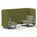 Brixworth 2 Seater Bench Booth With Black Legs In Rivet Fabric - Olive Panels And Burnish Sofa SF003337