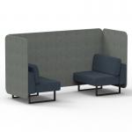 Brixworth 2 Seater Bench Booth With Black Legs In Rivet Fabric - Prime Panels And Crucible Sofa SF003338