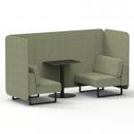 Brixworth 2 Seater Bench Booth With Black Legs And Black Table With Black Leg In Rivet Fabric - Burnish Panels And Sofa SF003364