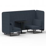 Brixworth 2 Seater Bench Booth With Black Legs And Black Table With Black Leg In Rivet Fabric - Crucible Panels And Sofa SF003366