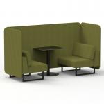 Brixworth 2 Seater Bench Booth With Black Legs And Black Table With Black Leg In Rivet Fabric - Olive Panels And Sofa SF003367