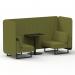 Brixworth 2 Seater Bench Booth With Black Legs And Black Table With Black Leg In Rivet Fabric - Olive Panels And Sofa SF003367