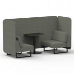 Brixworth 2 Seater Bench Booth With Black Legs And Black Table With Black Leg In Rivet Fabric - Vitreous Panels And Sofa SF003369