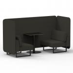 Brixworth 2 Seater Bench Booth With Black Legs And Black Table With Black Leg In Main Line Flax Fabric - Temple Panels And Sofa SF003379