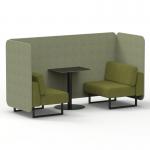 Brixworth 2 Seater Bench Booth With Black Legs And Black Table With Black Leg In Rivet Fabric - Burnish Panels And Olive Sofa SF003394